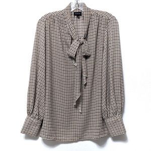 Who What Wear Herringbone bow popover top L